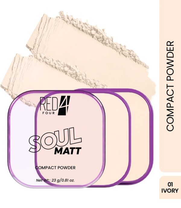 RED4 Soul Matt Compact Powder | Oil Control Matte Finish Flawless Skin Compact Powder Compact (Ivory, 23 g)