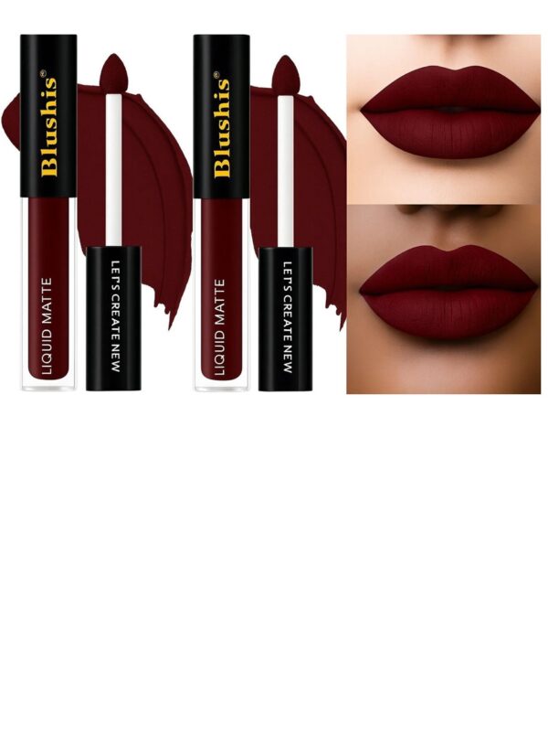 BLUSHIS Kiss of Love Liquid Melt Mini Maroon lipstick 2 pcs combo pack (Maroon combo of 2, 8 ml)
